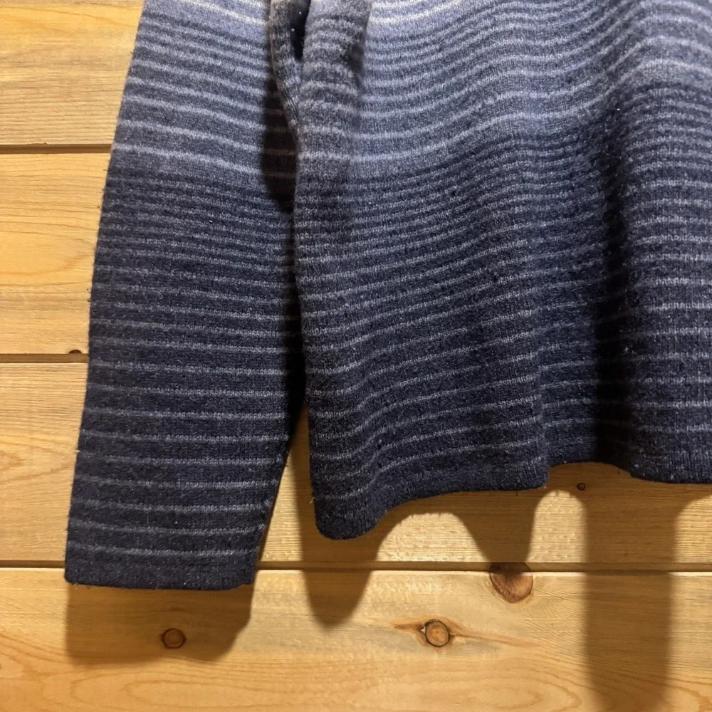 VTG EDDIE BAUER‎ Blue & Green Stripe Lamb Wool Sweater Made In UK Women Small S